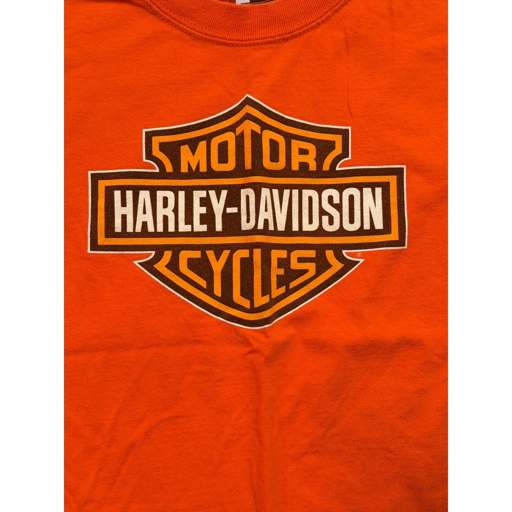 Harley-Davidson T-Shirt Kids L 14-16 Orange Bartlesville Ok Logo Graphic Tee * - Picture 3 of 13